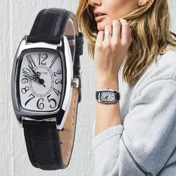 Модные Повседневное Chic Retangle женщин кожаный ремешок аналог, кварцевый сплав наручные часы модные платья женские часы подарки часы Новый A40