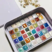 48 цветов, перламутровый цвет, однотонная Акварельная палитра художника для торта, для студентов, для взрослых, для рисования, перламутровый блеск, 0,5 мл, вспышка, панхроматическая