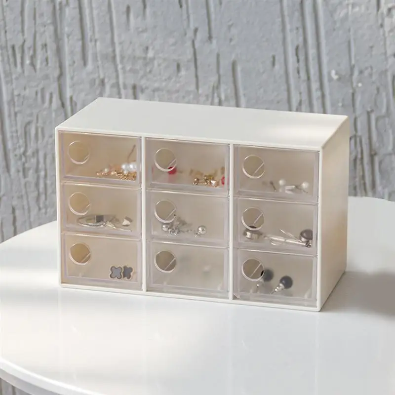 

OUNONA Mini Jewelry Drawer Organizer with 9 Drawers Storage Box Hair Pins Clips Container Office Supplies Storage Box (White)