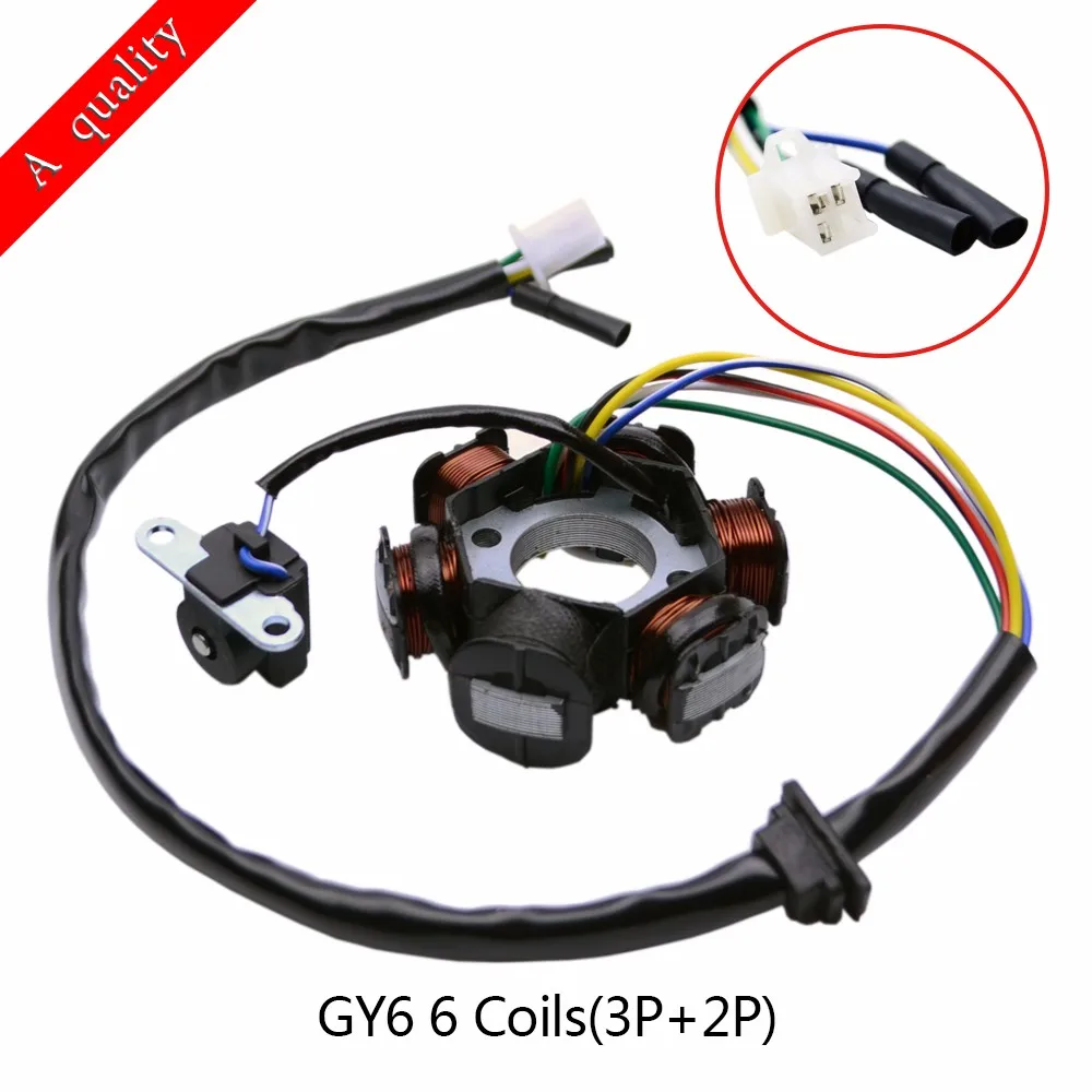 

For GY6 50 110 125 150cc Ignition Stator Magneto 6 Coil Pole Scooter Moped ATV Go Kart for Lance Znen Jonway TAOTAO JCL