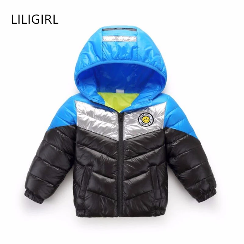 

LILIGIRL Down-Cotton Boys Hooded Jacket Striped Baby Girls Warm Coat Outwear for Children Sport Tops Clothes Winter Kids Jackets