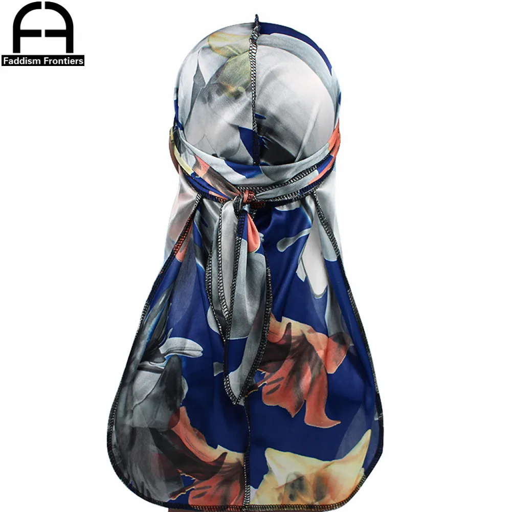 Unisex Men Floral Silk Durag Stretchy Bandanas for Men Turban Hat Headwear Long Straps Headband Waves Silky Durags practical wrist brace gloves sweat absorbent men women pure color stretchy arthritis gloves unisex gloves gloves 1 pair