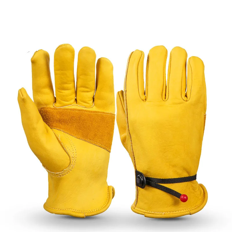 

Winter Thicken Cowhide Wear-resistant Outdoor Sports Working Gloves Yellow Turnkey Fingers Comfortable Men Women Tactical Gloves