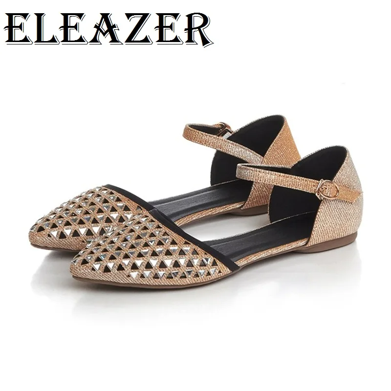 

New Style women Shoes Flat Heel pointed Toe Metal Decoration Layies Sandal