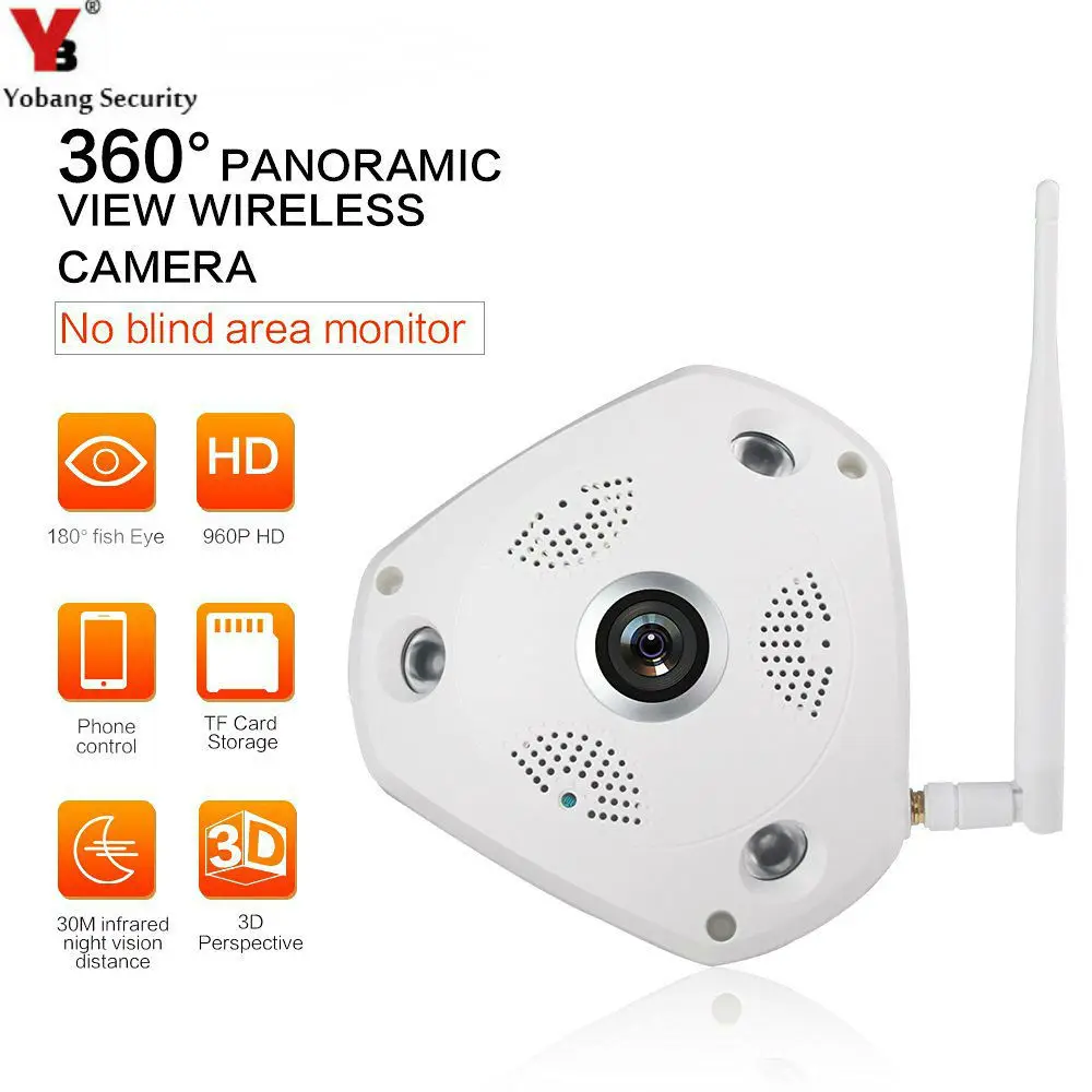 Yobang безопасности-360 градусов 960 P панорамный Беспроводной IP Камера WI-FI P2P Камеры Скрытого видеонаблюдения Автоматическая ИК-P2P smart камера