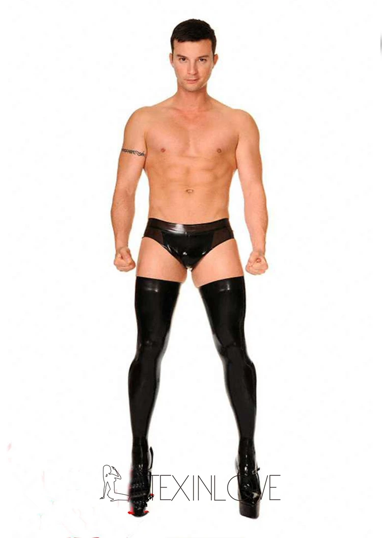 Sexy-Black-Mens-Thigh-High-Natural-Latex-Rubber-Stockings-Plus-Size-3