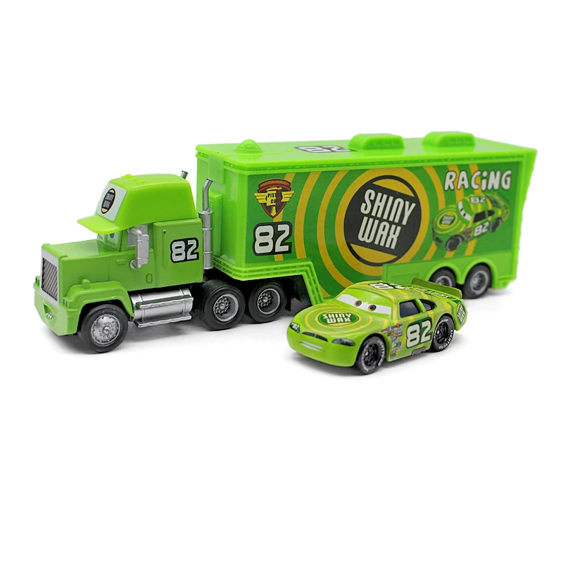 Дисней Pixar автомобиль 2 шт./лот No.82 Mack грузовика + маленький Блестящий воск 1:55 литья