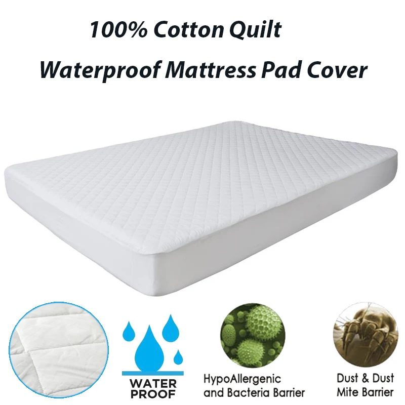 

ALL Size Cotton Quilted Waterproof Mattress Pad Non-slip Mattress Cover For Mattress Topper Soft Pad Cover Waterproof Sheet Bed