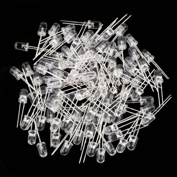 

New Arrival 100Pcs 5mm White Ultra-Bright LED Light Lamp Emitting Diodes 15000MCD Hot Selling
