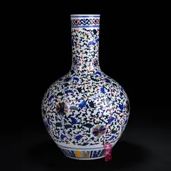 Цзиндэчжэнь фарфоровая ваза антикварная фарфоровая красочный цветок лотоса ваза домашнего интерьера ремесла