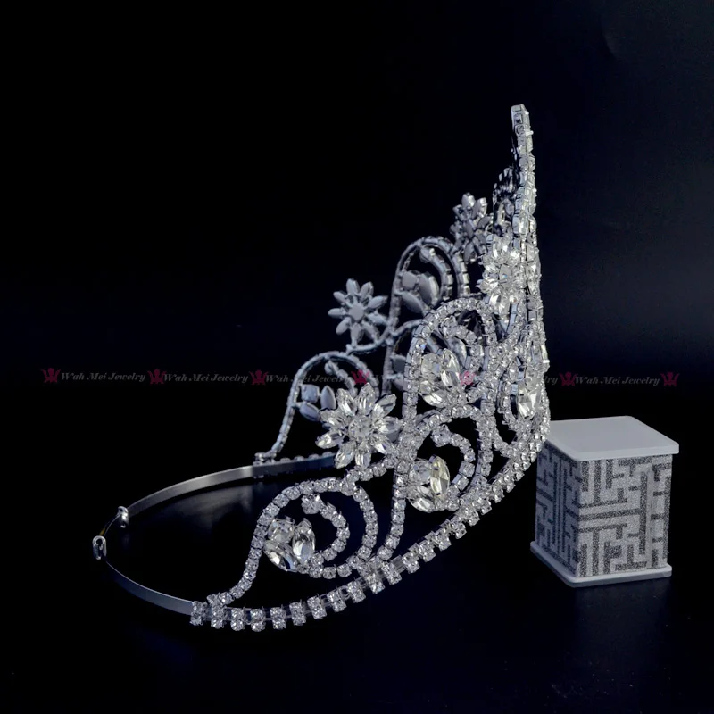 Короны Диадемы розовые и красные стразы хрусталь регулируемая повязка на голову Свадебные украшения для волос тиары Pageant queen Crown Mo241