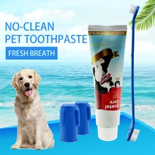 4 шт. набор зубная щетка для зубной пасты и зубная щетка с двумя пальцами зубная щетка для плохого дыхания для домашних животных очистка полости рта инструменты