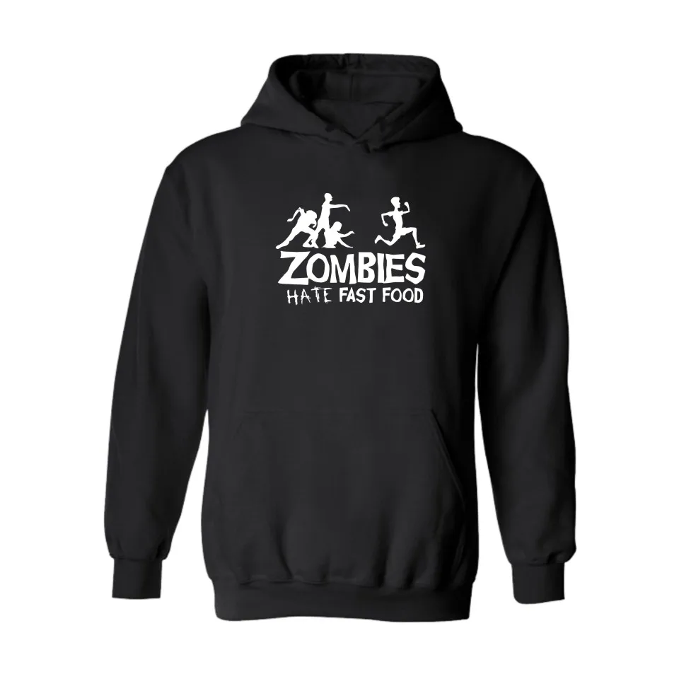 ZOMBI Harfler Ile Nefret Fast Food Siyah Gri Kap onlu Yeni Hoodies 
