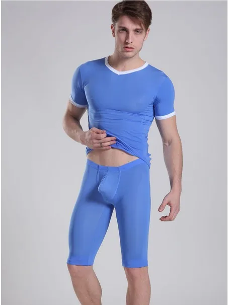 Men Underwear ice silk Thin Sculpting and a Half Long Johns BS88-in ...