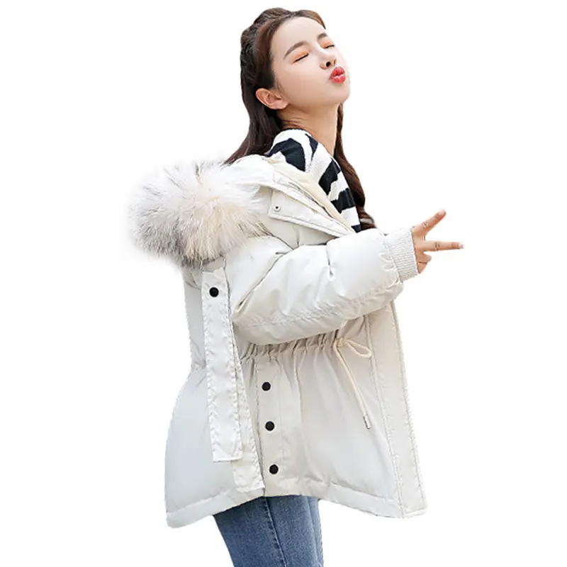 

2018 New Fashion Big Fur Coat Winter Jacket Women Hooded Loose Down Cotton Padded Jacket Coat Female Thick Down Parkas Outwear
