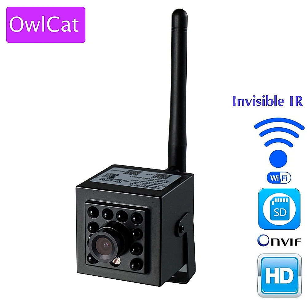 

OwCat Mini 1080P IP Camera WiFi Wireless CCTV Network Camera 940nm Invisible LED Alarm Buzzer Push Phone APP Memory SD Card Slot