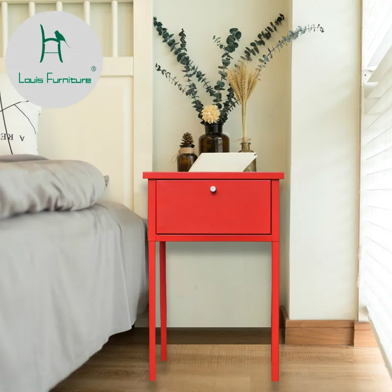 US 54 9 Louis Fashion Nightstands Brief Nordic Bedroom Bedside Table Modern High Foot Metal Iron Living Room Small Square Table In Nightstands From