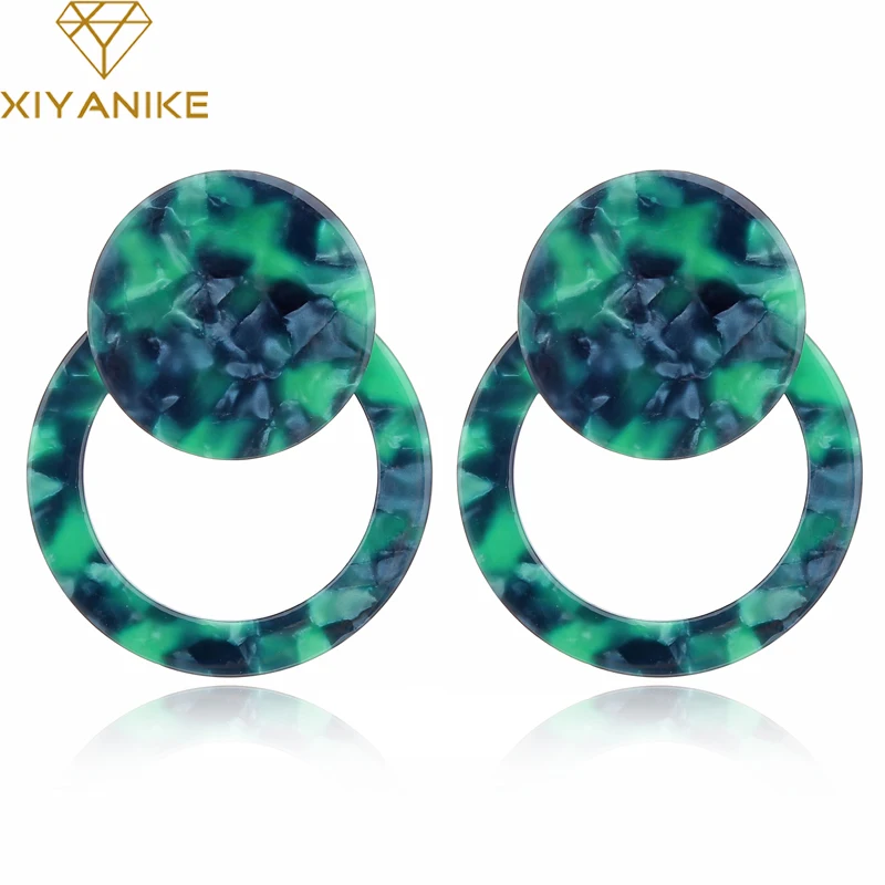 XIYANIKE 2018 в этническом стиле двойные круглые зеленые розовые синие акриловые