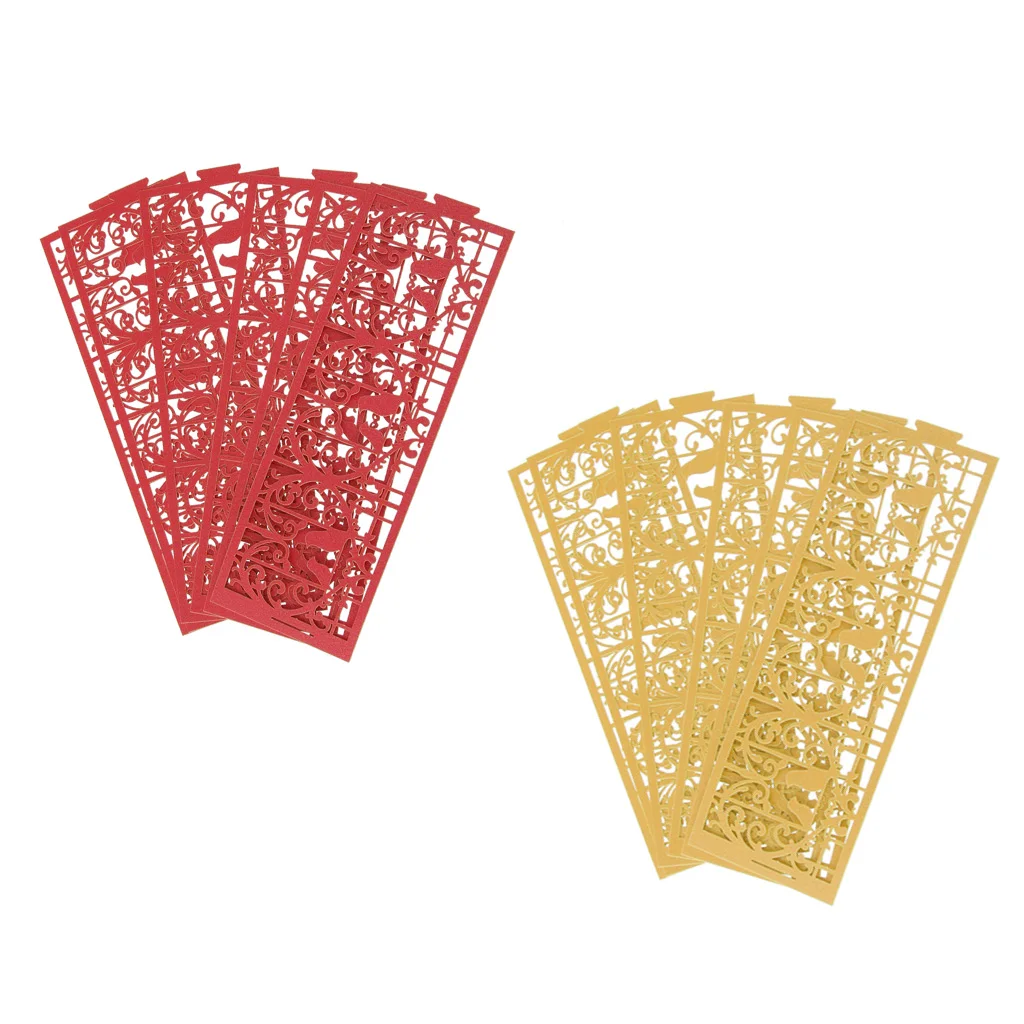 12Pcs Love Birds Heart LED Tea Light Holders Wedding Xmas Decor Gold+Red