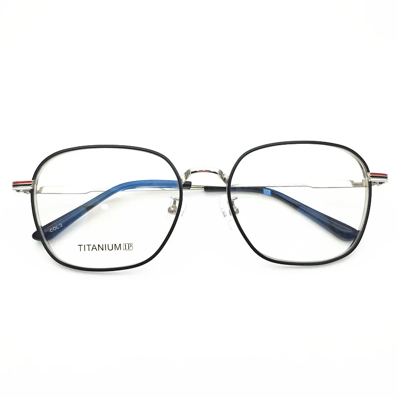 

2019 New Arrival Titanium Big Square Shape Frame Ultralight Men Prescription Semi Eyeglasses Retro Optical Frame Eyewear 18067