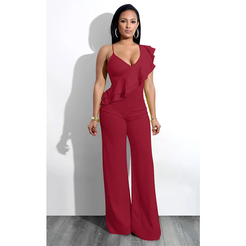 Red Summer Floral Jumpsuit Backless Sleeveless Back Age Jumpsuits Enteritos Mujer Verano