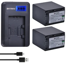 2Pcs 3900mAh NP FV100 NP-FV100 FV100 Batteries + LCD USB Charger for Sony NP-FV30 NP-FV50 NP-FV70 SX83E SX63E FDR-AX100E AX100E