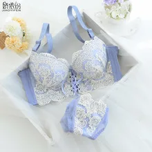 JYF бренд,, сексуальный кружевной женский бюстгальтер на бретельках, комплект нижнего белья с тонкой вышивкой, элегантный бюстгальтер, супер сборный комплект нижнего белья пуш-ап, Япония