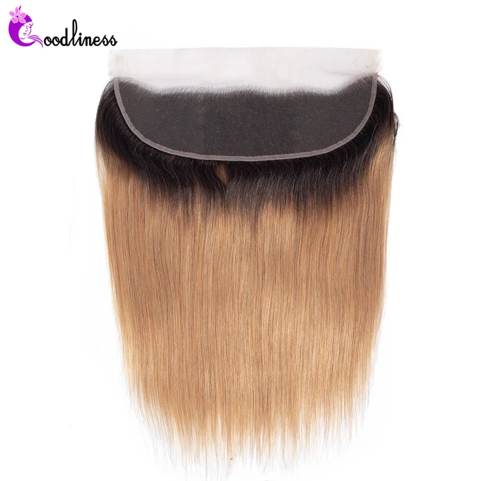 

1B/27 Two Tone Color Honey Blonde Frontal Ombre 13x4 Ear To Ear Lace Frontal Closure Peruvian Straight Ombre Human Hair Frontal