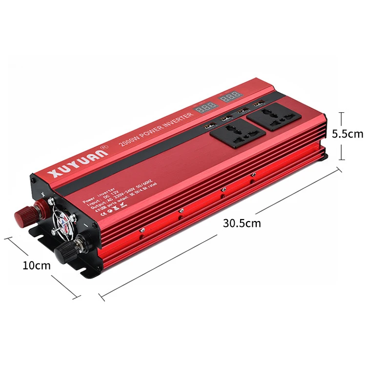 4000 Вт Пик Вт/4 USB автомобильный инвертор 2000 Вт DC 12 В в AC 220 В зарядное устройство преобразователь Автомобильный светодиодный инвертор 4000 Вт DC 12 В в AC220V