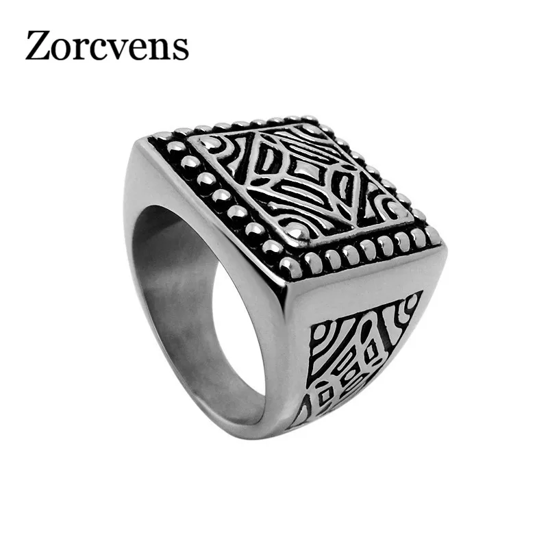 

ZORCVENS 2018 New High Quality Stainless Steel Retro Vintage Ring for Men Cool Gift Jewelry Never Fade