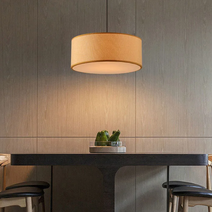 

Nordic new simple modern linen fabric pendant light dining room bedroom study bar single round art pendant lamps
