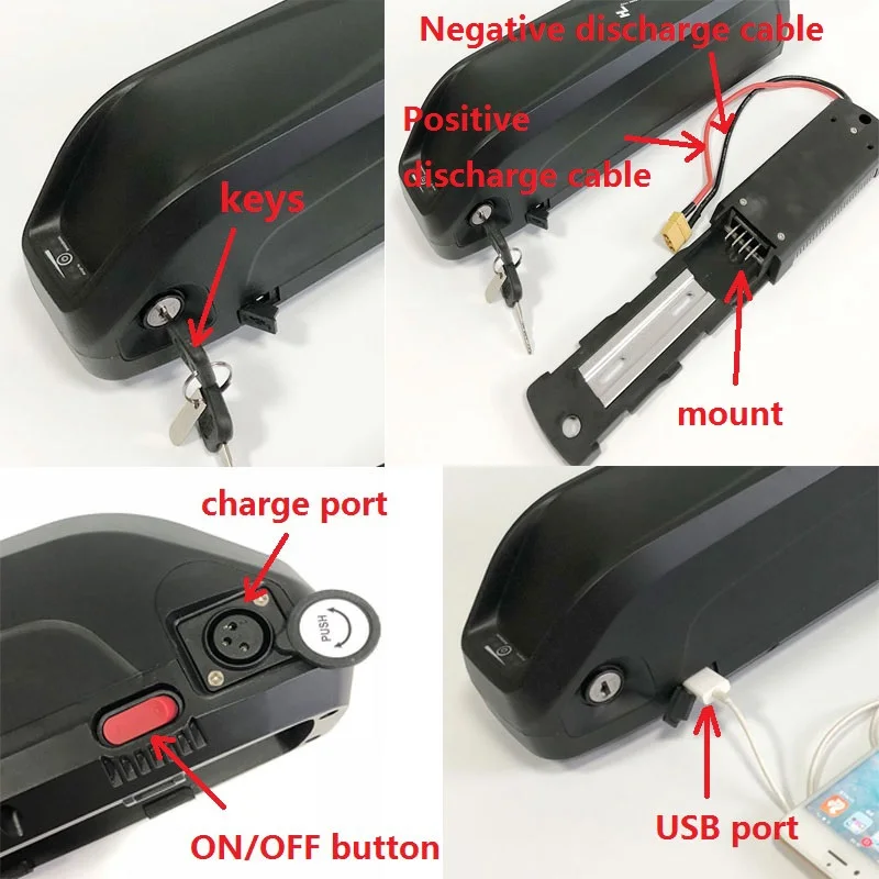 Hailong II с usb-разъемом, батарея для электровелосипеда, 48 В, 17 Ач, литий-ионный аккумулятор с 30A BMS для 750 Вт BBS02 1000 Вт BBSHD Bafang Motor