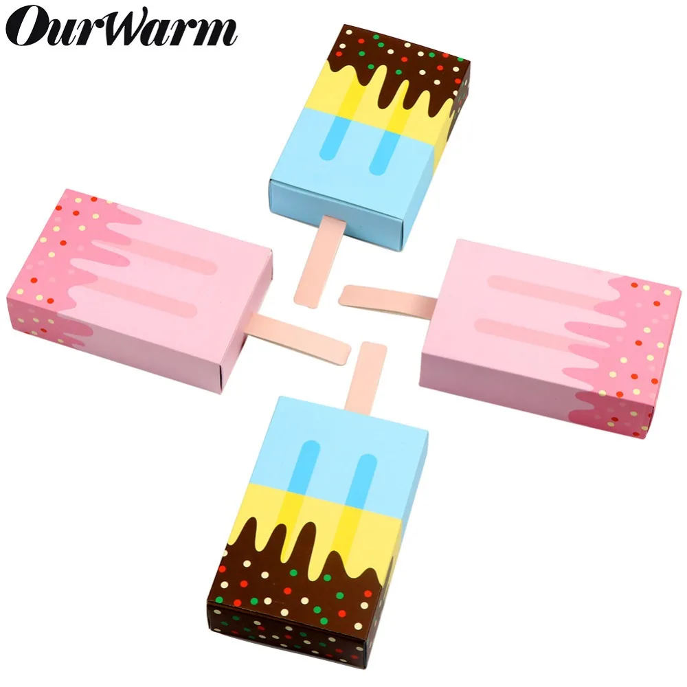 

OurWarm Birthday Party Gift Boxes Ice Cream Candy Box Baby Shower Kids Party Favor Boxes Popsicle Baptism Sugar Drawer Gift Bag