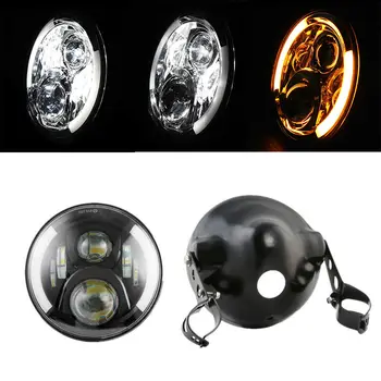 

Motorbike Accessories 7" Turn Signal DRL Angel Eye Headlamp For Softail Touring Projector 7 In LED Headlight Housing