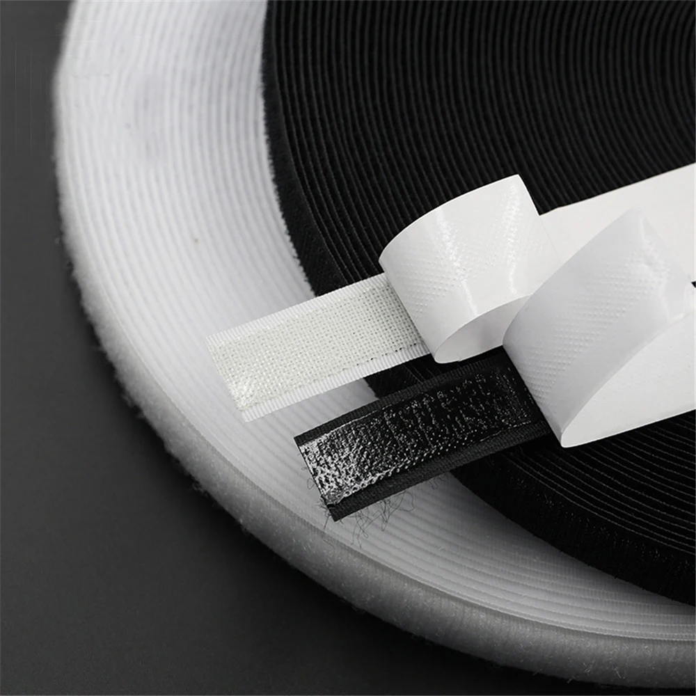 

16/20/25/30/40/50mm 1Meter Black White Hook and Loop Fastener Tape Magic Nylon Sticker Adhesive Loop Disks Velcros 3M Glue