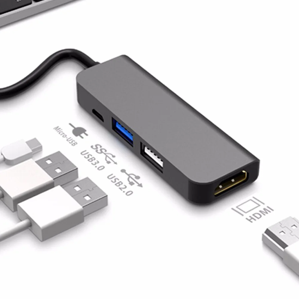 Mioyow 4 в 1 Thunderbolt 3 type-C-HDMI адаптер 2x USB 3,0 type C PD концентратор для MacBook Pro samsung Galaxy S8 type c концентратор