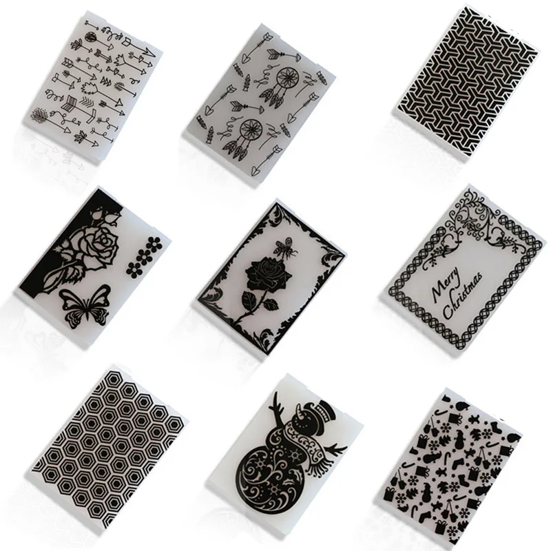 

Paper Card Craft Wedding Photo Album Bump Plastic Embossing Folder DIY Scrapbook Plastic Template Christmas Series