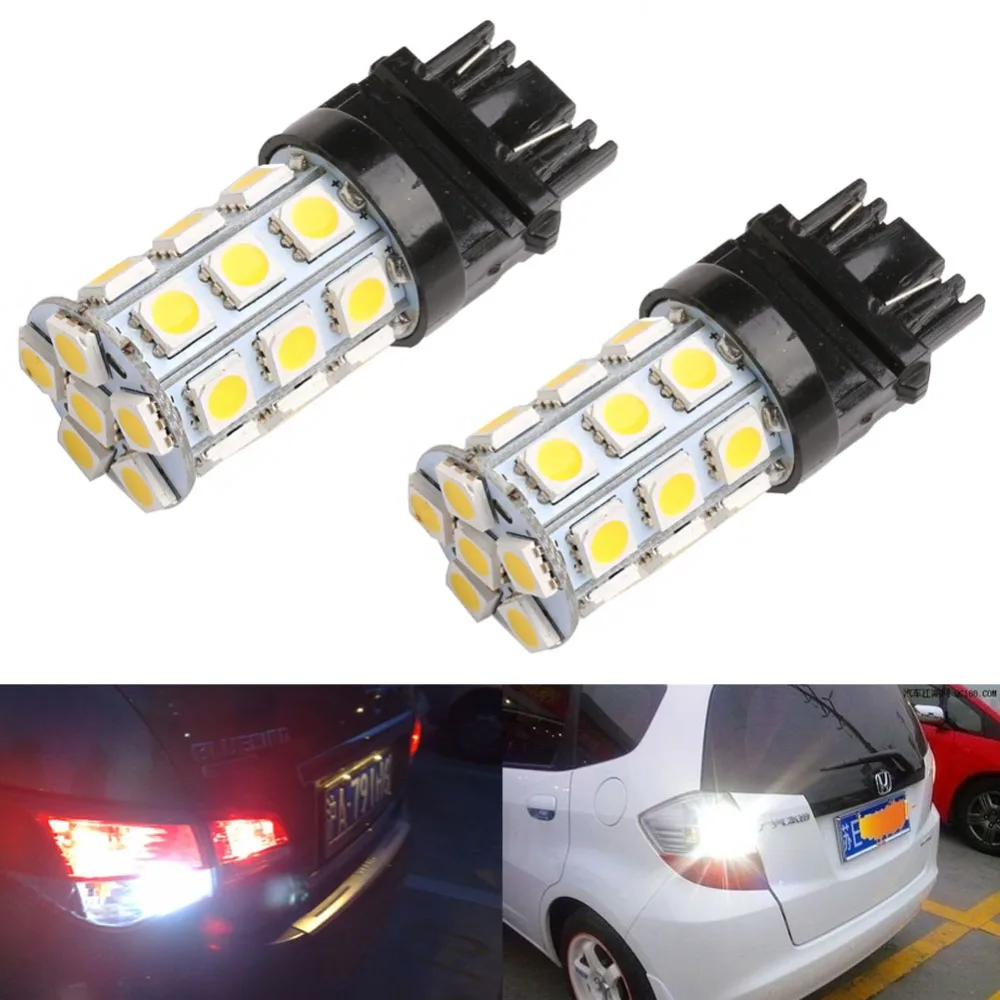 T25 3157 3156 27 SMD 5050 светодиодный задний тормоз Стоп-сигнал для поворота теплого белого света от Новинка