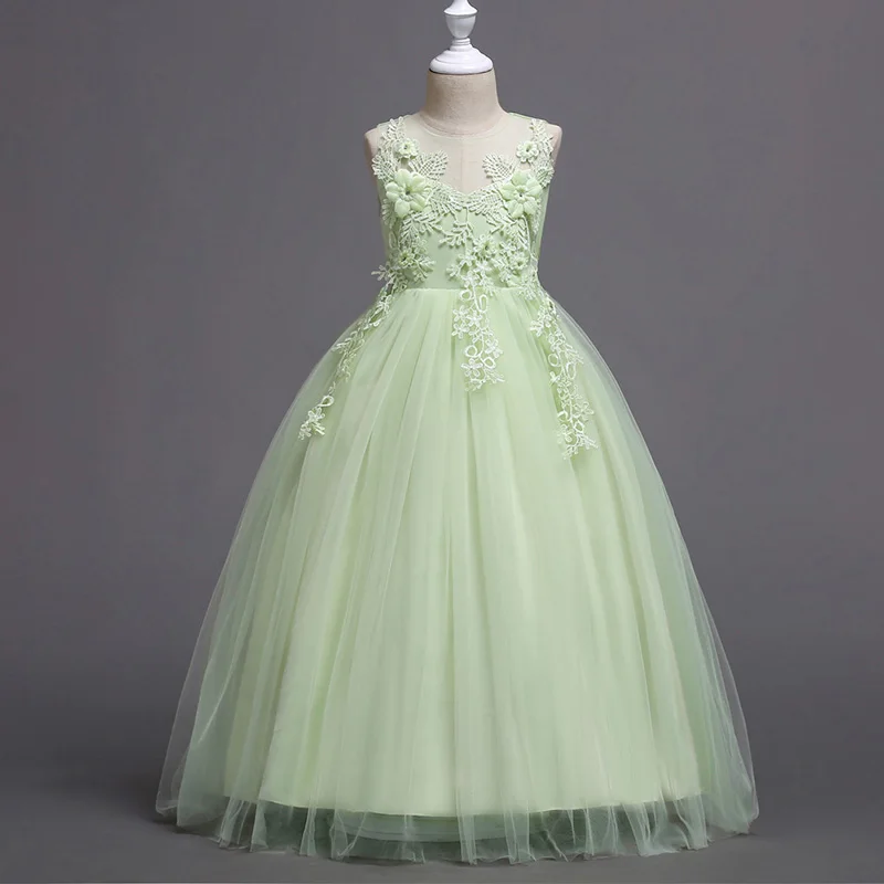 

Girls Kids Flower Princess Applique Lace Tulle Sleeveless Dress for Wedding Prom Party Tulle Tutu Dress Vestidos