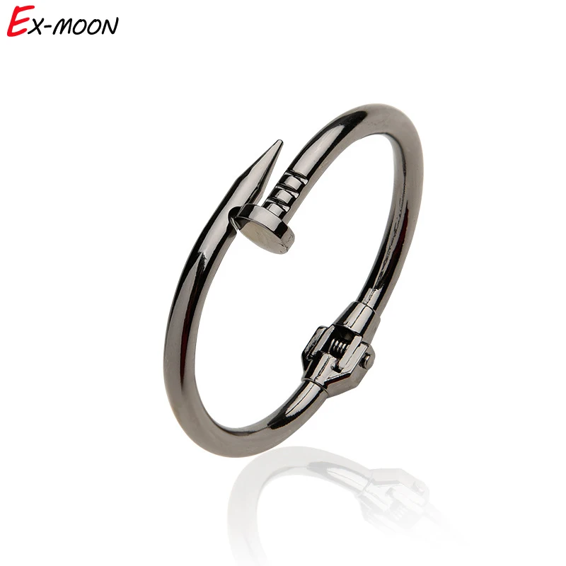Women Men Titanium Stainless Steel Spring Nail Bracelets&Bangles Cuff
