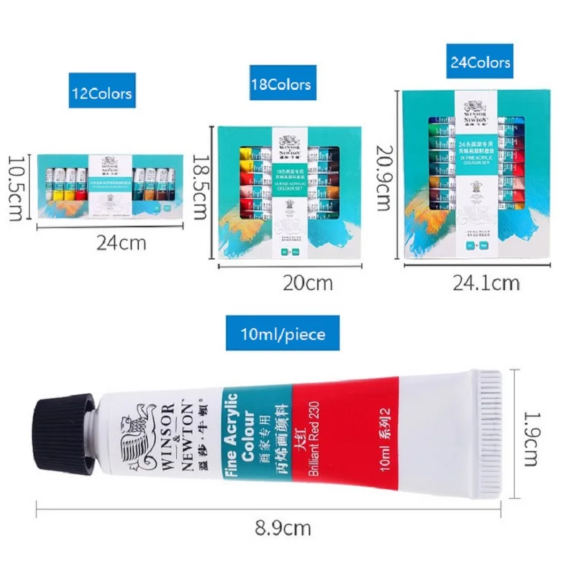 WINSOR & NEWTON 12/18/24 цветов акриловые краски художественная Живопись принадлежности 10