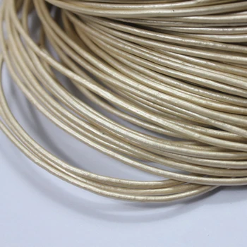 

AaaZee5 Yards 2mm Round Genuine Cow Hide Light Gold Leather Strands, 2mm Real Leather Cord RLG2M7