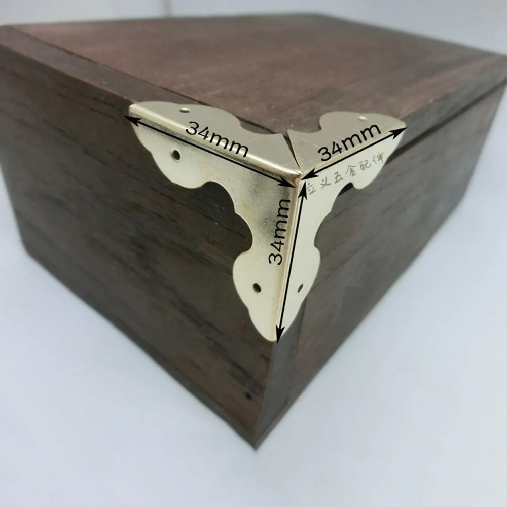

Classic Chinese Style Jewelry Gift Box Corner Protector Metal Wooden Box Corner Cover Hardware Decoration 90 degree aluminium