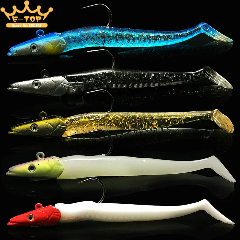 5pcs 11cm 22g Single Hook Swimbait PVC Soft Fishing Lure Hooks Lead Head Glow Bait Artificial