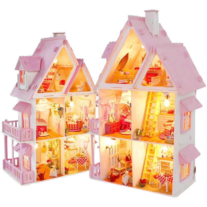 Sunshine Alice DIY Вилла для кукол домик Деревянные 3D огни миниатюрный кукольный мебель