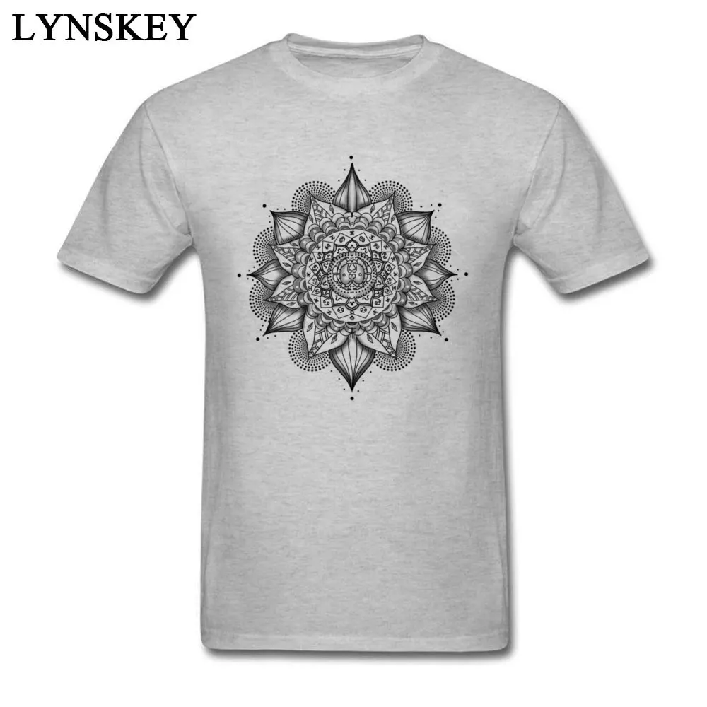 Gift T-Shirt for Male Short Sleeve Faddish Crewneck All Cotton Autumn Tops Shirt Printed On Tee Shirts Top Quality Free Shipping 7-2-mandala-tattoos-picture grey