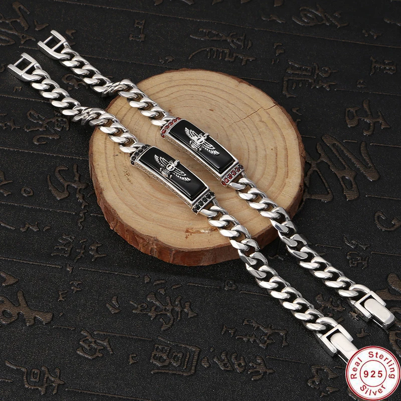 

100% Genuine Pure 925 Sterling Silver Bracelet Women Men's Fine Jewelry Vintage S925 Pure Thai Silver Chain Charm Bracelet 2018