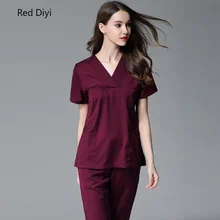 Медицинский скраб костюм для женщин доктор Скраб Униформа медсестры костюм Стоматологическая стоматологическая клиника ПЭТ доктор салон красоты комбинезоны