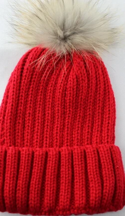 Jancoco Max шапка с помпоном из натурального меха для женщин и мужчин, шапка с помпоном из натурального меха енота, зимняя модная эластичная шапка S1473 - Цвет: Red