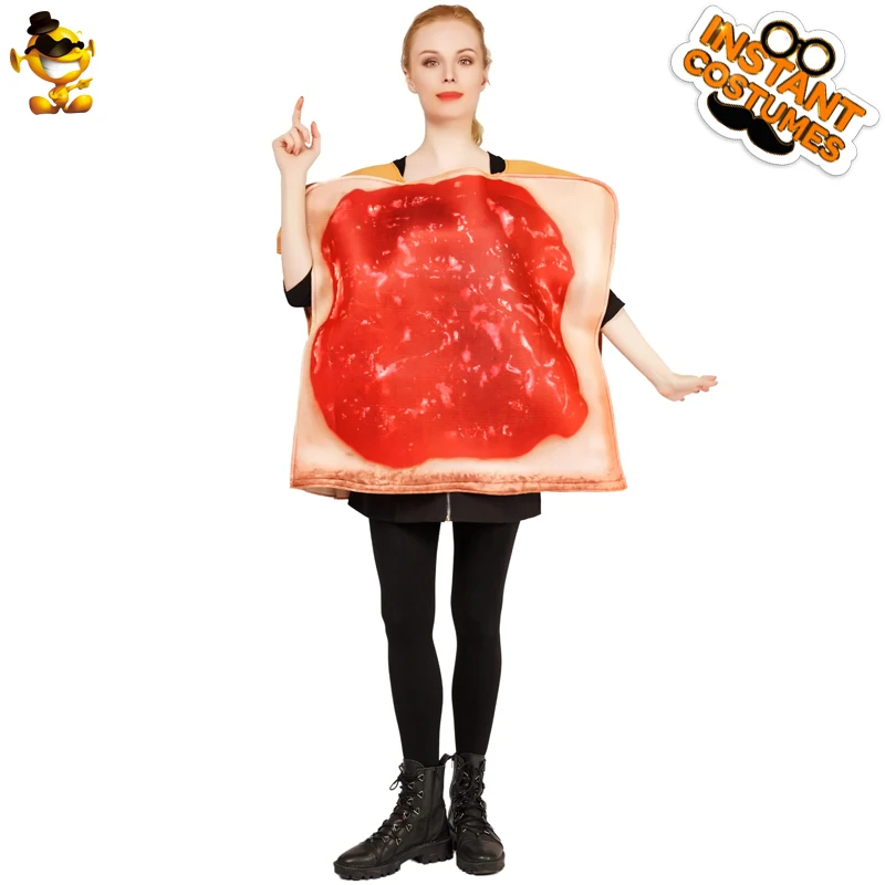 

DSPLAY Unisex Fashion Bread Shape Emoji Brand New Design Pretty Cosplay Party Fashionable Emoticon Strawberry Jam Toast Costume